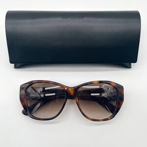 SAINT LAURENT Sunglasses Unisex, Havana Geometric Brown Frame, Case Included YSL